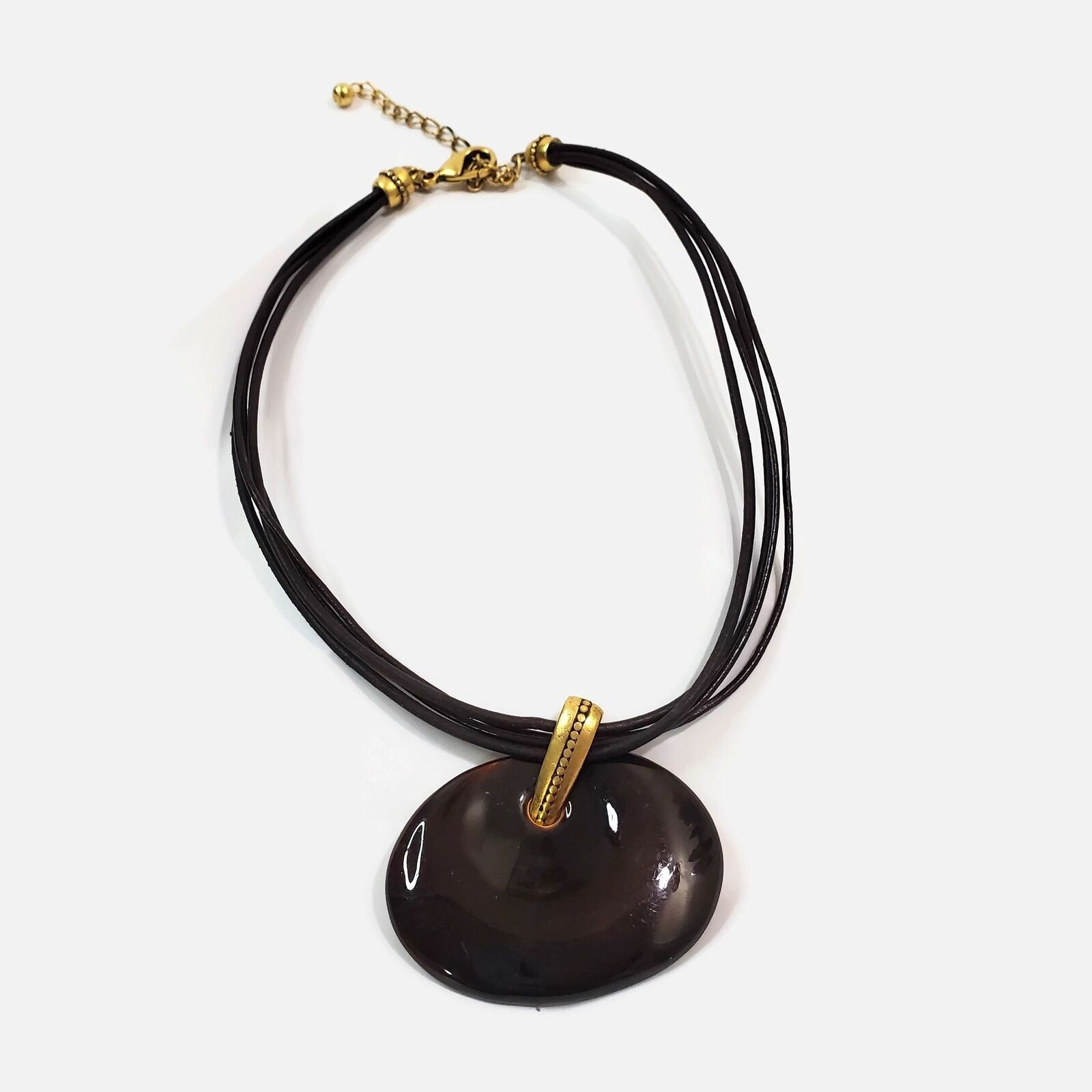 Chico's Brown Enameled Disc Multistrand Necklace